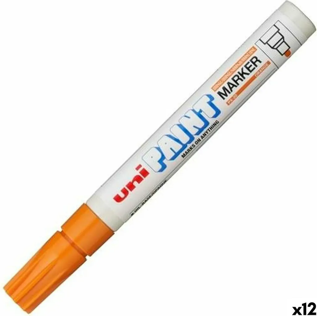 Marqueur permanent Uni-Ball PX-20 Orange pointe moyenne lot de 12