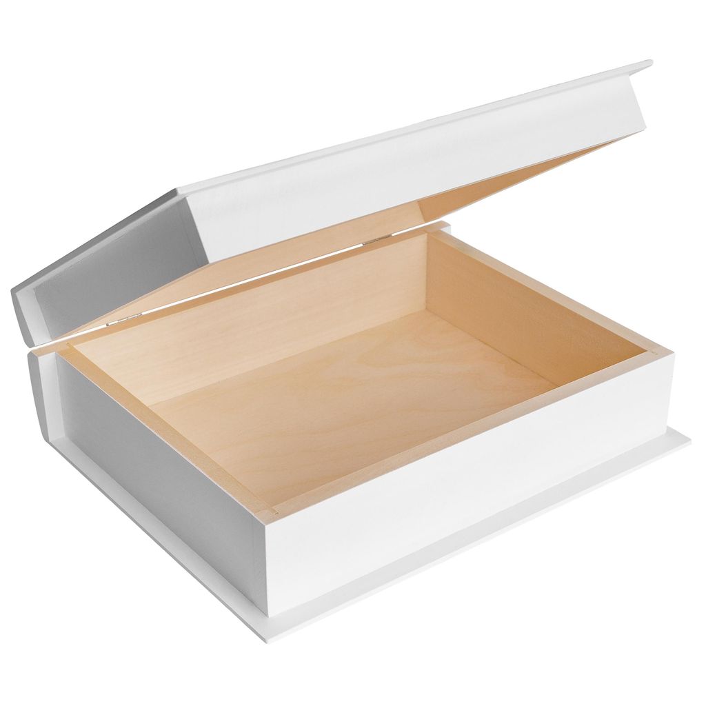 Creative Deco Buchbox Weiße Holzkiste mit Deckel 24 x 19 x Produktbild 
