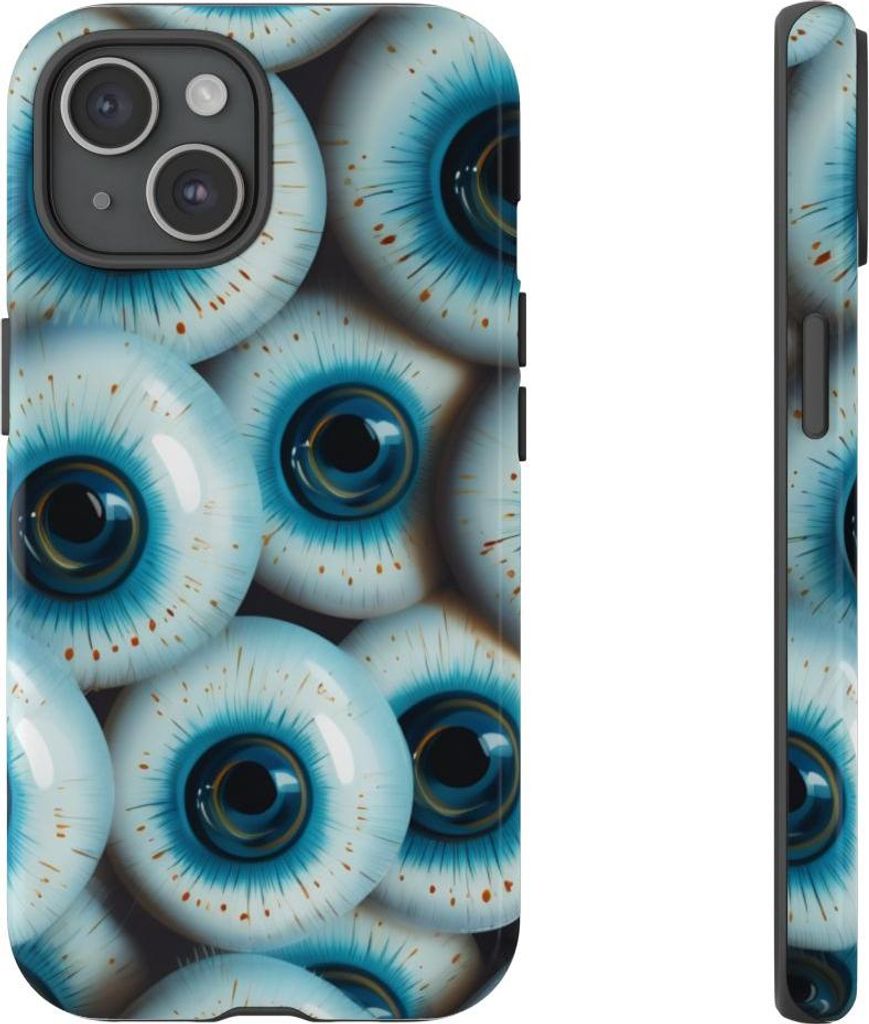 Glänzendes Design mit blauen Augen – Hülle Kompatibel mit iPhone 15