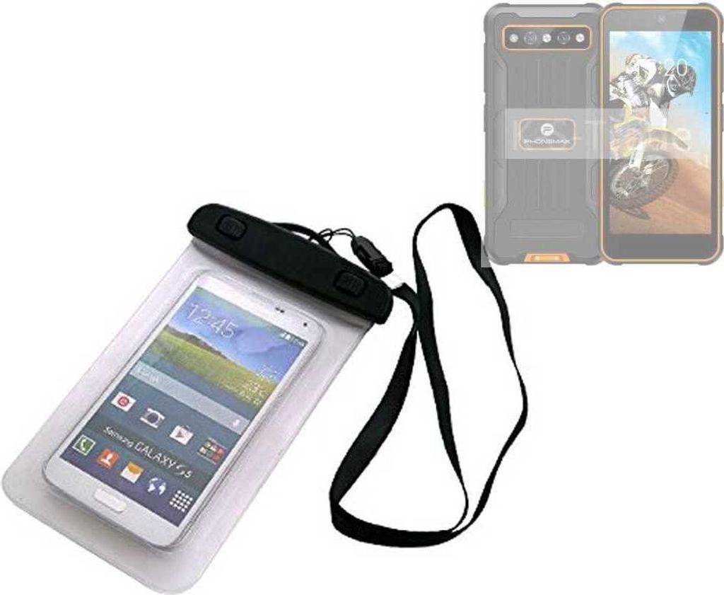 K-S-Trade Schutz Hülle Handy Hülle Kompatibel mit Phonemax R4 mini Beach Bag wasserdicht 16cm x 10cm Schutzhülle Staub Sand Flachwasser Beachbag