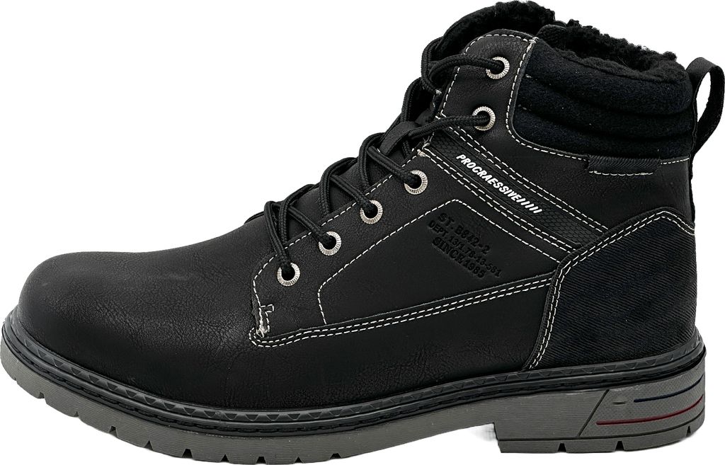 Nowalnd Herren gefütterte Winterstiefel Outdoor Trekking Schuhe, warm und stylish,Schwarz,42