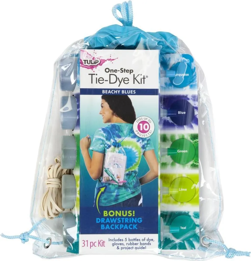 Festa Tie-Dye! Kit Zaino Tulip Beachy Blues 31 Pezzi - Divertimento Assicurato