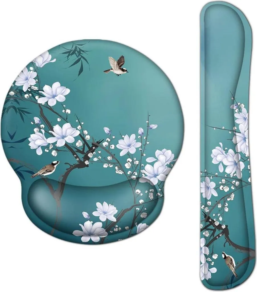 Tapis souris ergonomique gel avec support poignet antidérapant Fleur
