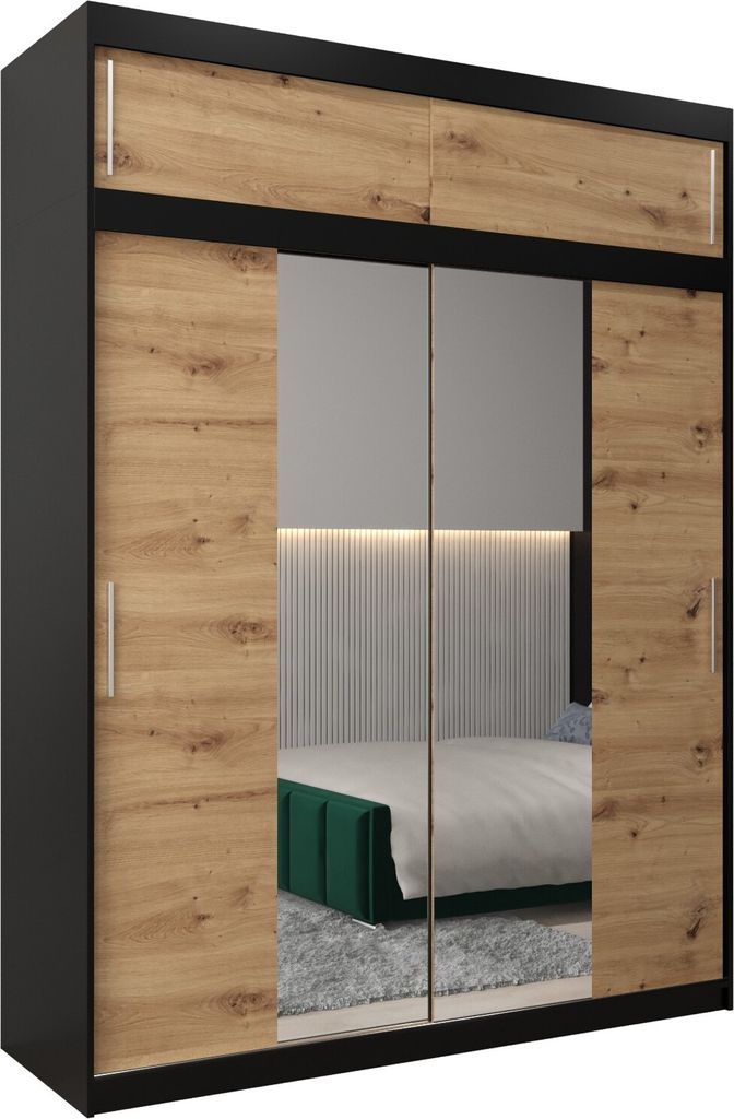 Kleiderschrank, Schiebetürenschrank Schlafzimmer, Schrank mit Spiegel TOKYO 1 180 mit Aufsatz, Höhe 240 cm