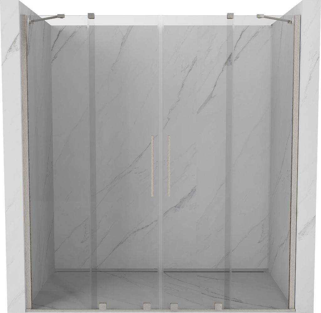 Mexen Velar Duo Schiebetür Duschtür 200 cm, transparent, gebürsteter Nickel - 871-200-000-02-97