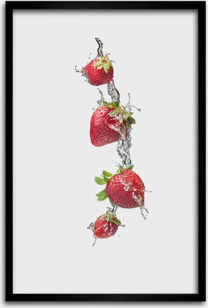 Bild - Bilderrahmen - 40 cm x 60 cm - MDF - Rahmen - Wandkunst - Erdbeeren