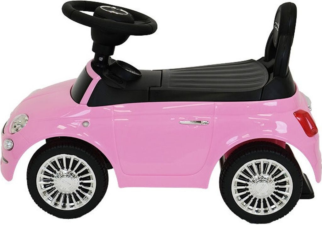 Bandits & Angels Rutschauto Fiat 500 Retro Pink ab 1 Jahr für Mädchen – Rosa Rutschauto für Kinder – mit Hupe – für drinnen und draußen