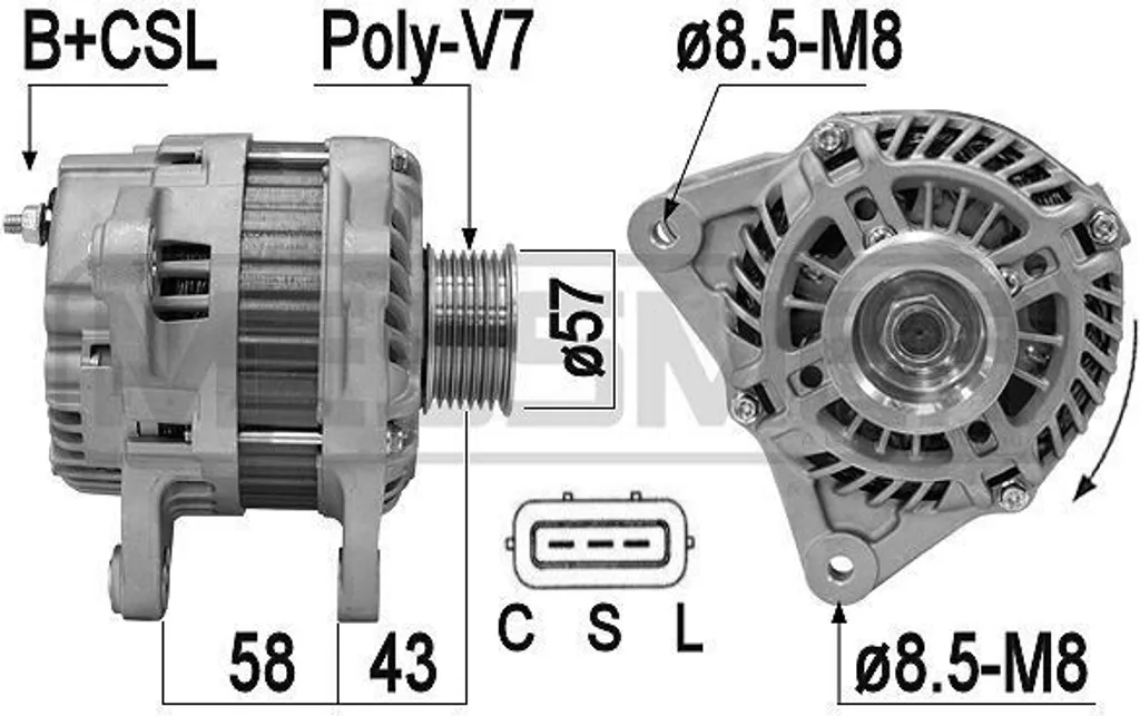 Alternateur de rechange pour Nissan Juke F15 - Puissance 120A 14 Volts