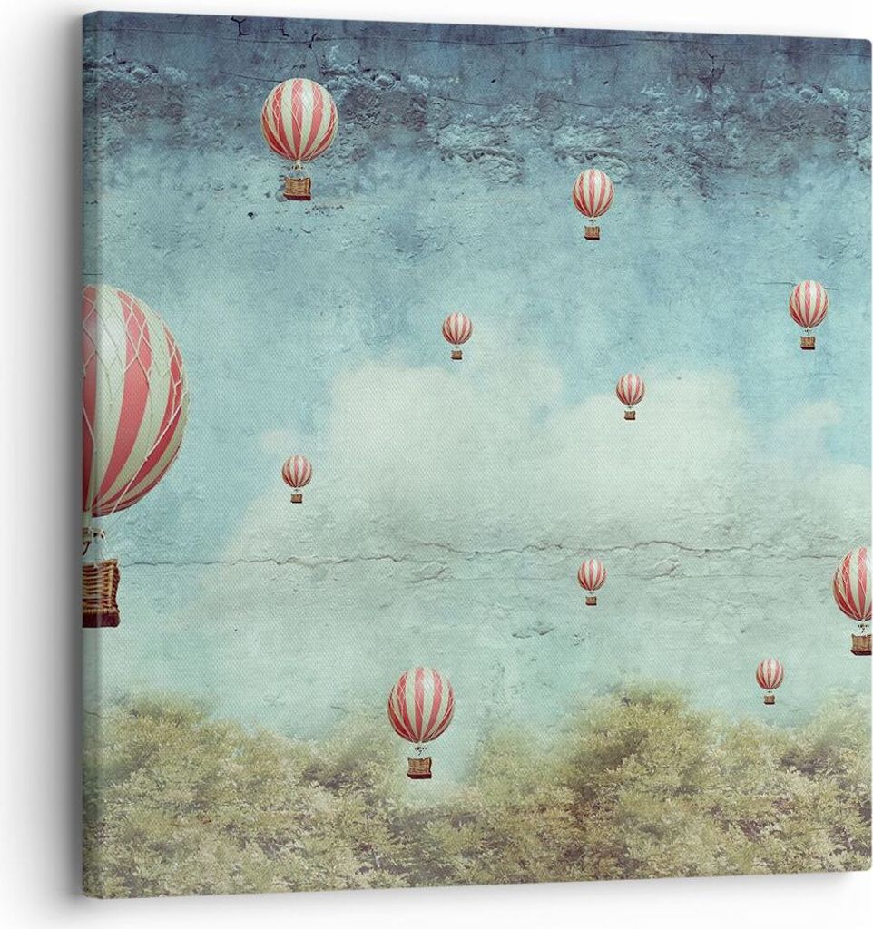 Bild auf Leinwand - Leinwandbild - Baloons Phantasie Illustration Fantasie - 30x30cm - Wand Bild - Wanddeko - Leinwanddruck - Bilder - Kunstdruck -...