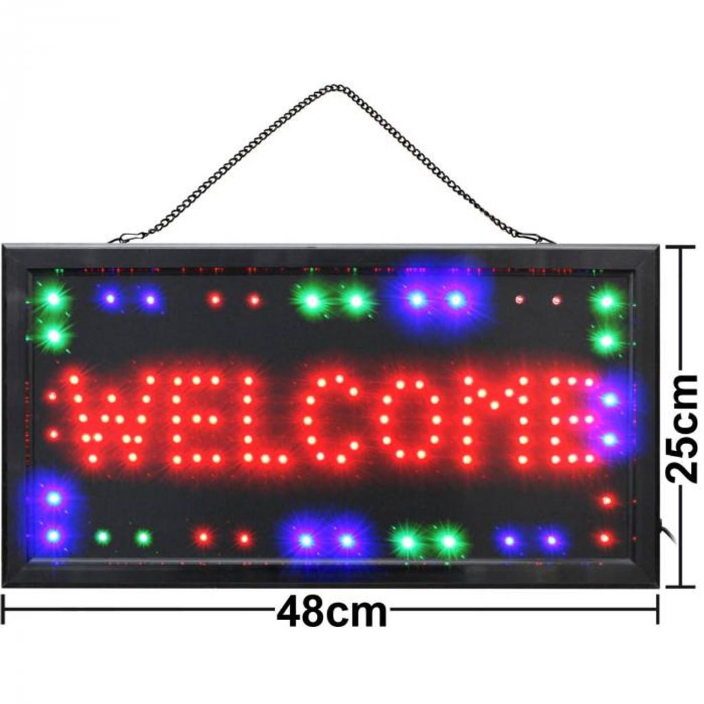 60x33cm Open Welcome LED Schild Leuchtreklame Leuchte Licht Werbung Display Ca 