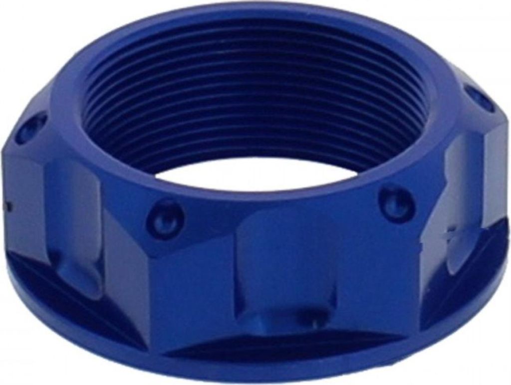 Mutter Lenkkopf JMP Bolt M28x1,00mm Aluminium blau für Yamaha YZF-R6 250 / 450 / 500 / 530 / 600 / 636 / 750 / 779 / 800 / 900 / 998 / 1000 / 1200...