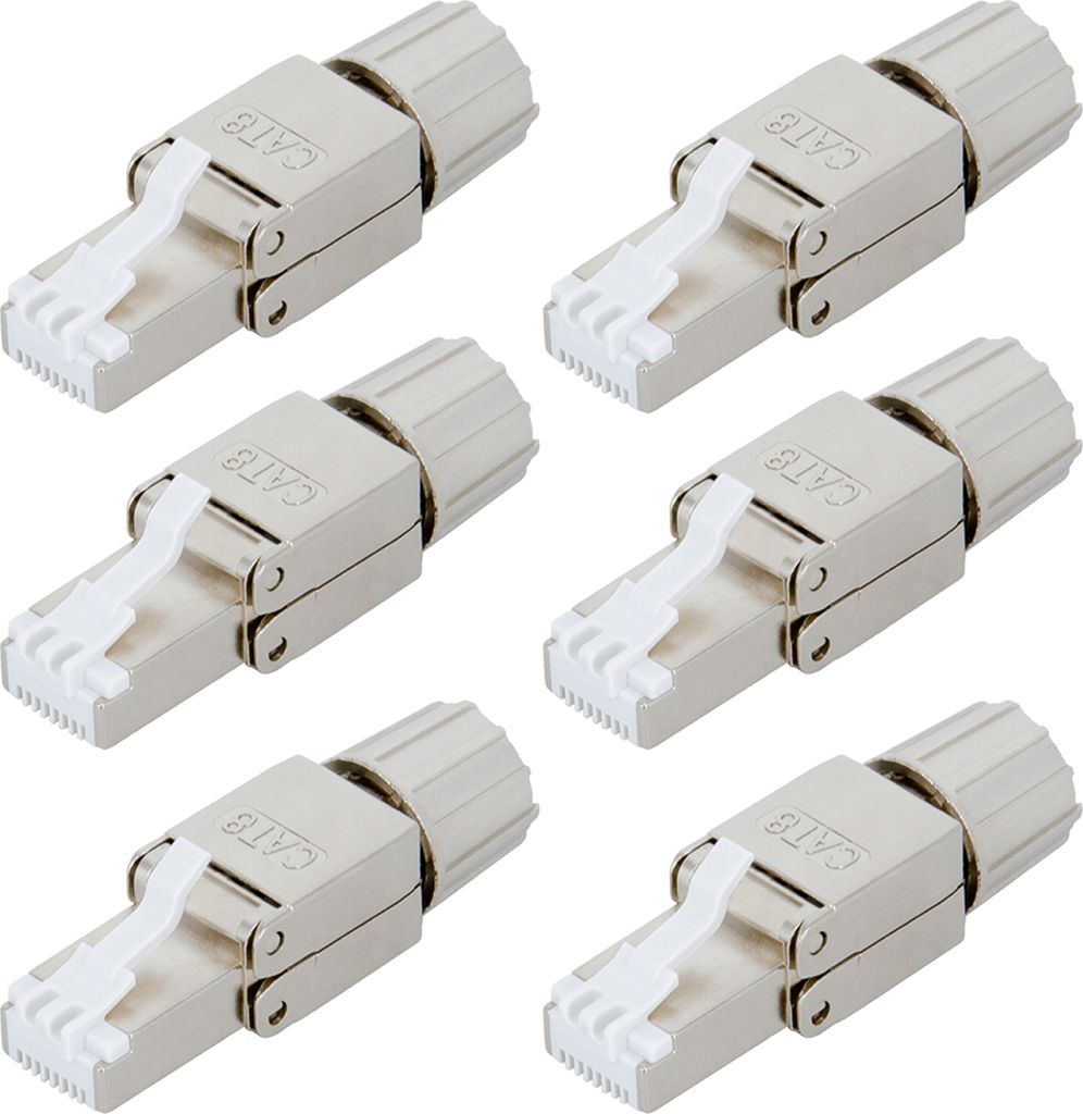 PremiumX 6x Netzwerkstecker Cat 8 RJ45 Stecker LAN Netzwerk Werkzeuglos
