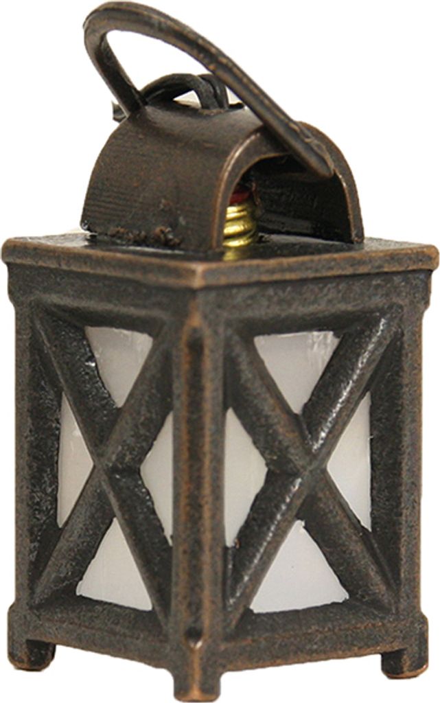 FADEDA Laterne Metall, LED weiß / Höhe:4 cm / handbemalt / detailgetreue Krippen Figuren - Weihnachten Tisch Dekoration Krippe Zubehör