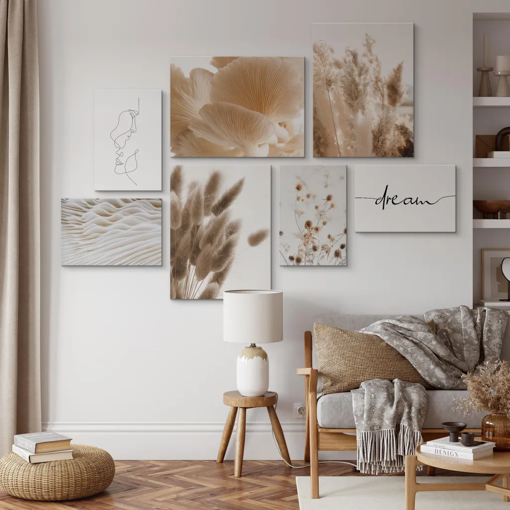 Décoration Murale Nature : Set de 7 Tableaux Végétaux Prêt à Poser 3D - 7