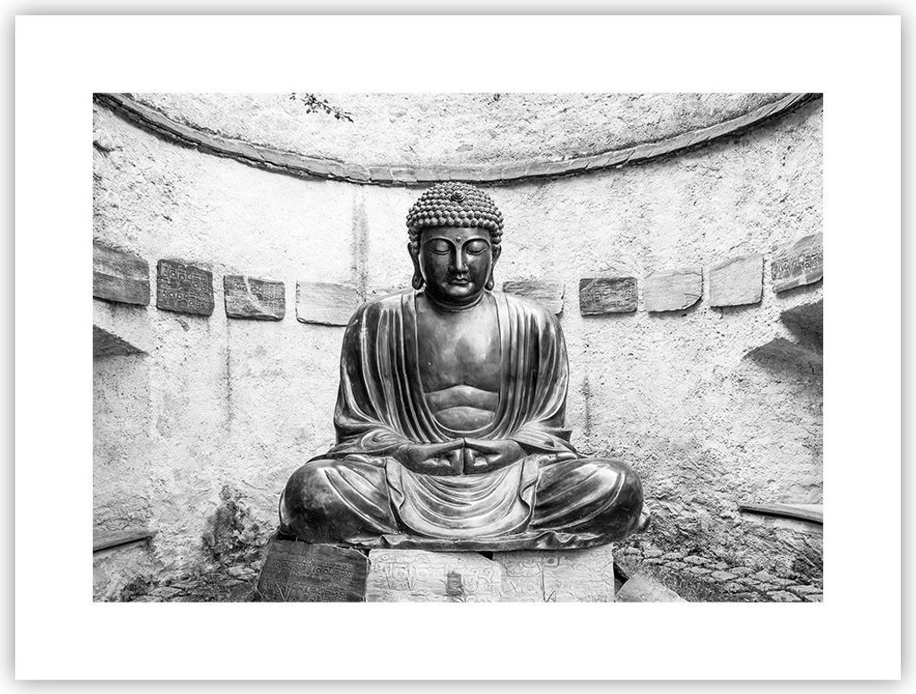 Poster - Poster ohne Rahmen - Japanisch Buddha Statue - 40x30 cm - Wand Bild - Wanddeko - Wandbilder - Kunstposter - Wandposter - Bilder - Kunstdru...