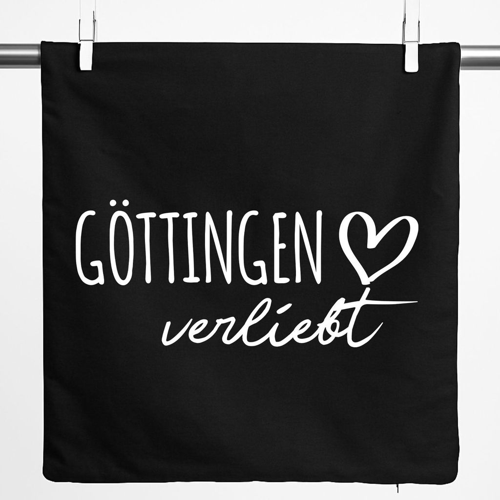 Huuraa Kissenbezug Göttingen verliebt 40x40cm Black Baumwolle Dekokissenbezug Geschenkidee