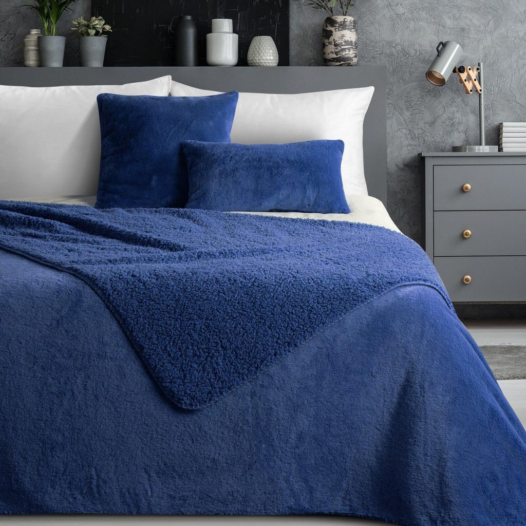 EUROFIRANY | Tagesdecke - Steppdecke - 220 x 240 cm - blaue Bettdecke