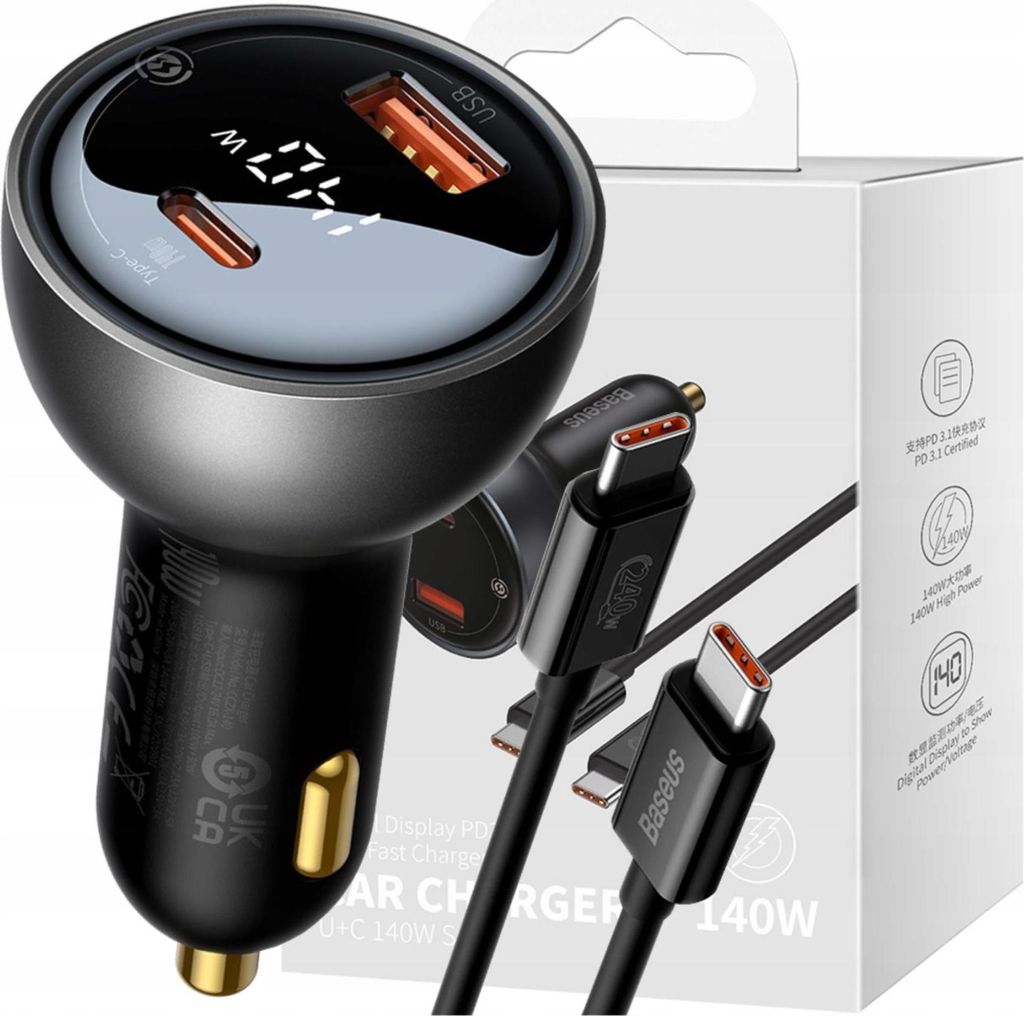Baseus Superme Caricabatterie da auto Usb, Usb-C, 140W Immagine del prodotto 