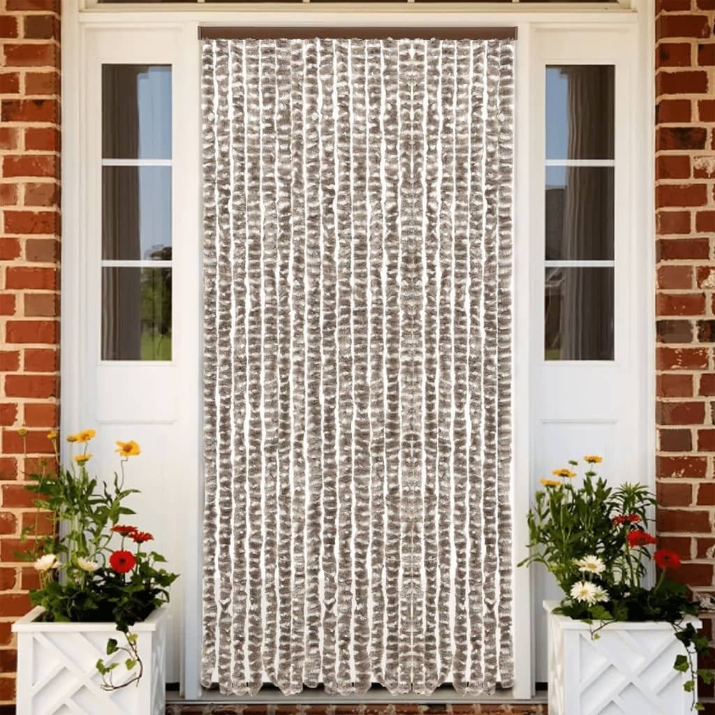CLORIS Fliegenvorhang Taupe und Weiß 100x200 cm Chenille 2024