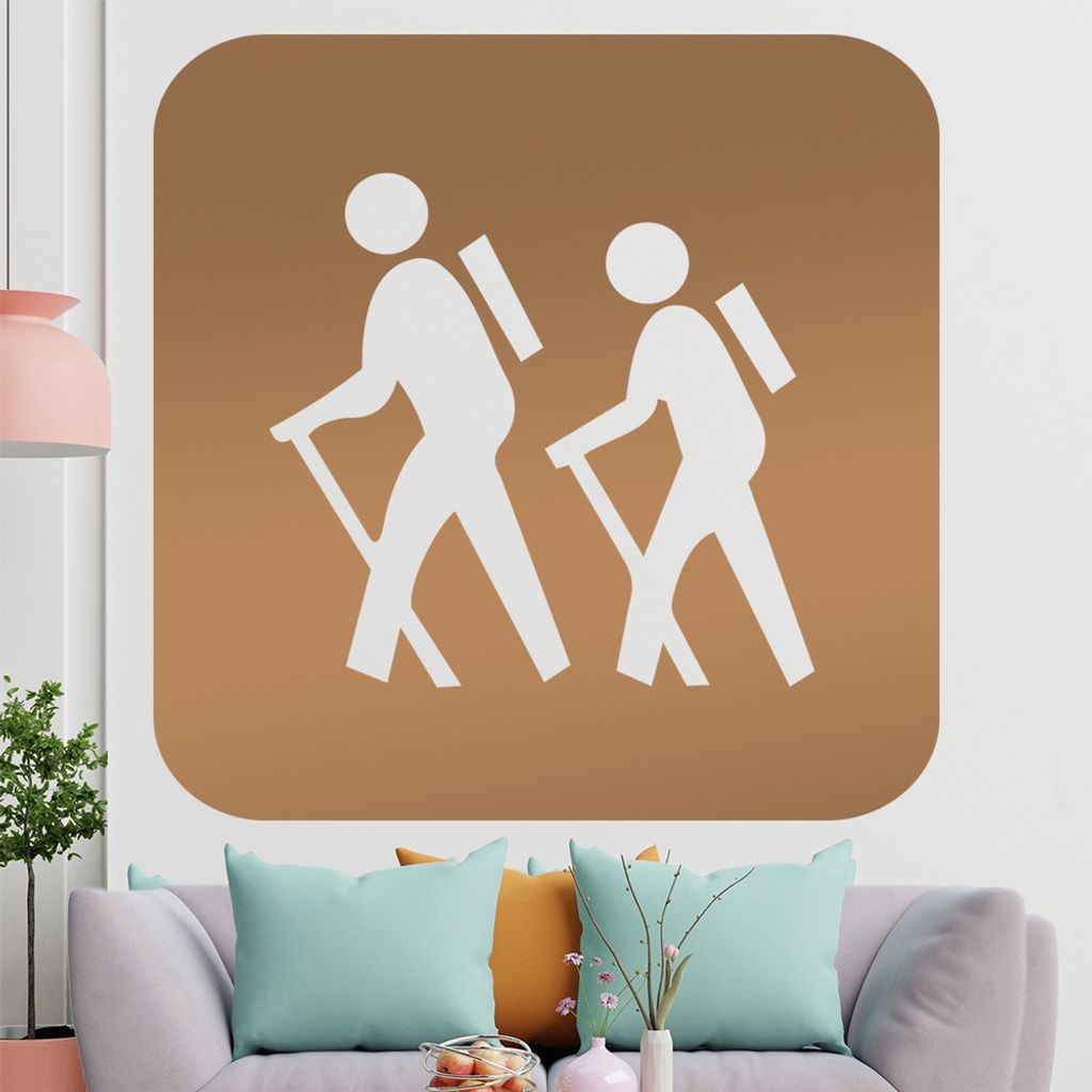 KIWISTAR Wanderer - Rucksack Berge Urlaub Trip Wandtattoo in 6 Größen - Wandaufkleber Wall Sticker - Dekoration, Küche, Wohnzimmer, Schlafzimmer...