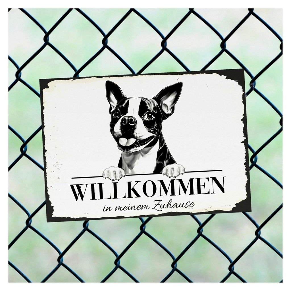 Hundeschild Willkommen Zuhause Boston Terrier Bostie Motiv 2