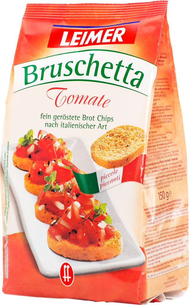 Leimer Bruschetta geröstete Brot Chips mit Tomate verfeinert 150g