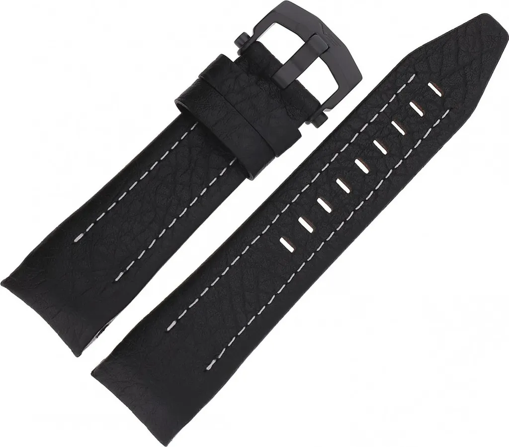 Bracelet Montre Cuir Noir Lunokhod C635 pour Remplacer un Bracelet Usé