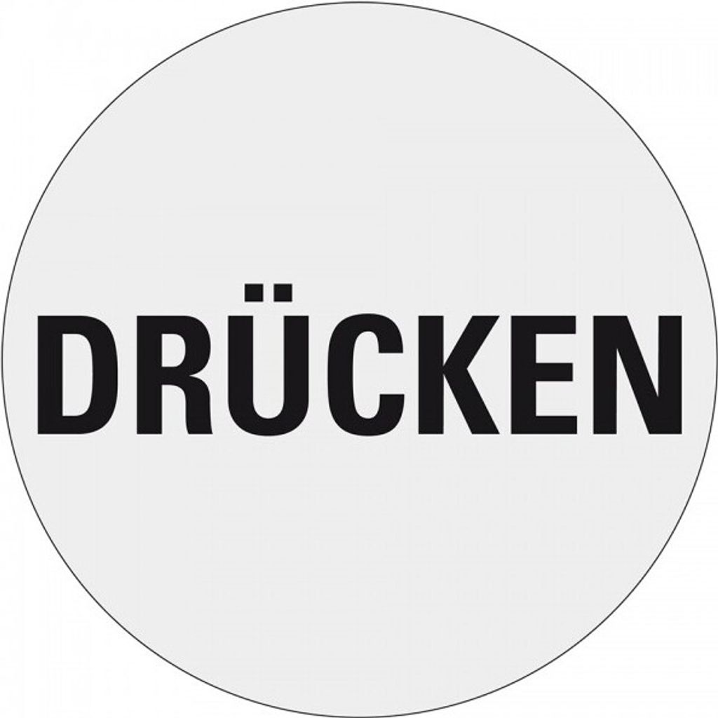 Dreifke Aufkleber I Türhinweis Drücken, silber/schwarz, Polyester-Folie, sel...