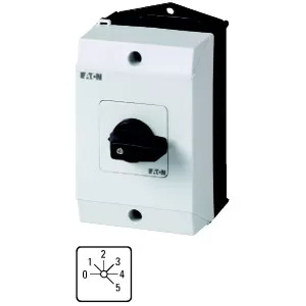 Eaton Stufenschalter, T0, 20 A, Aufbau, 3 Baueinheit(en), Kontakte: 5, 45 °, rastend, mit 0-Stellung, 0-5, Abwicklungs Nr. 8243 207128