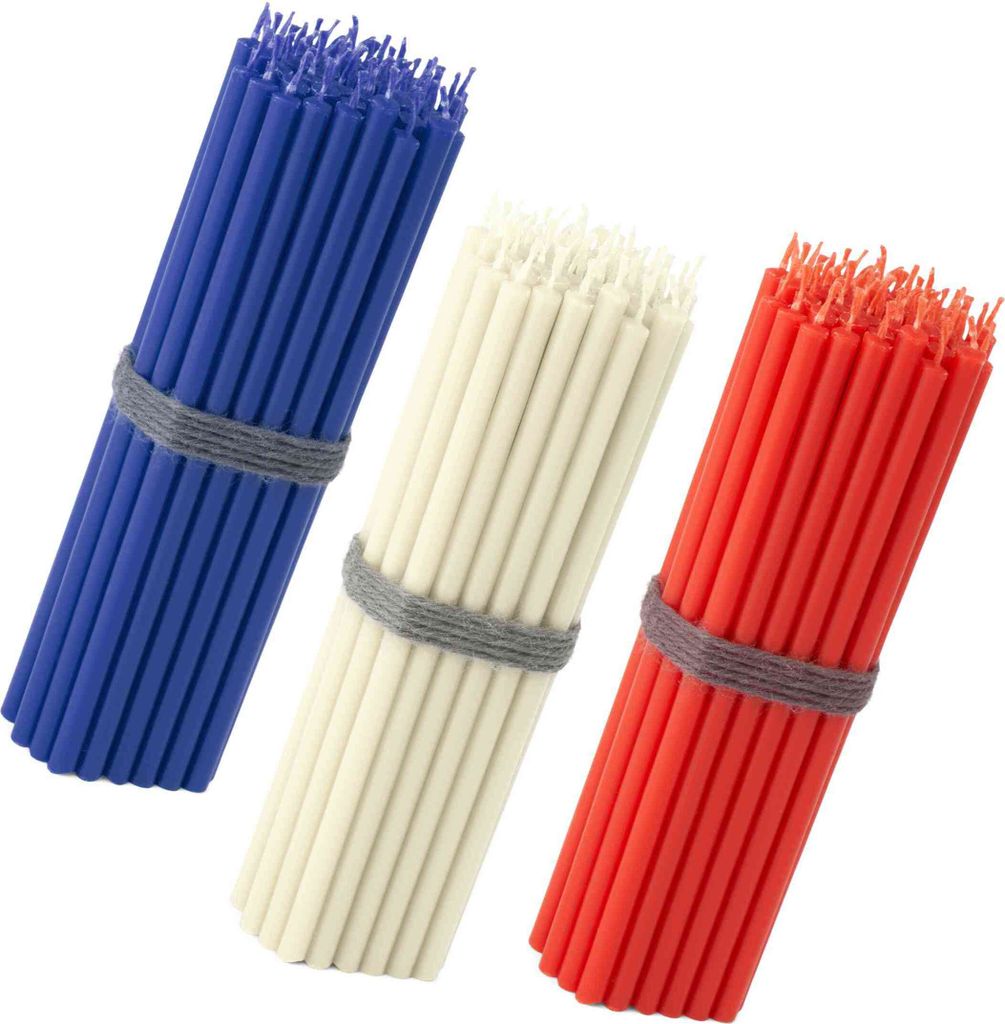 150x Stabkerzen Set 16cm – Dunkelblau Weiß Rot – tropffrei & festlich dekorativ