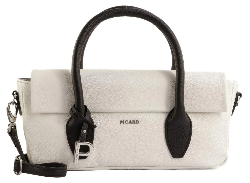 Sac à main blanc Busy Lady Picard en cuir grainé avec détails argentés
