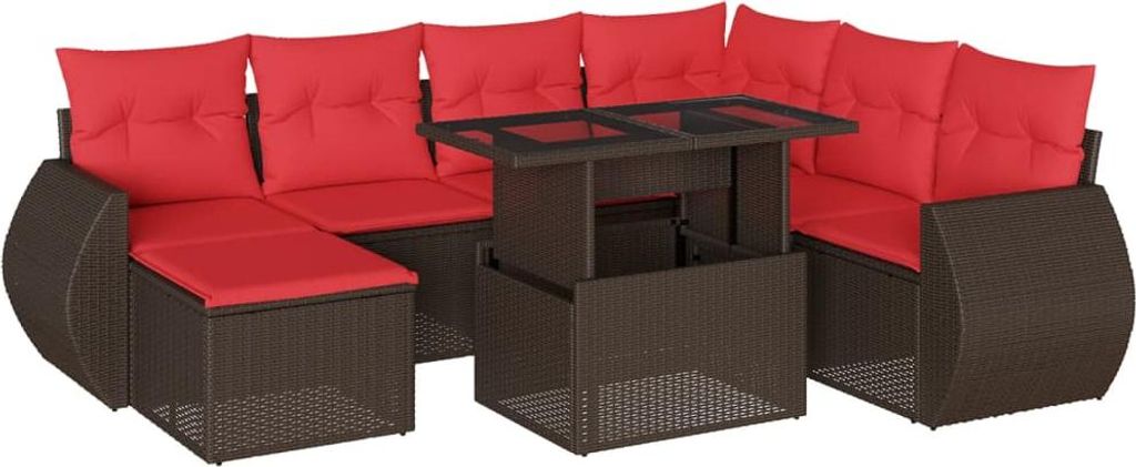 vidaXL 8-teiliges Gartensofa-Set mit Kissen, braun, Polyrattan