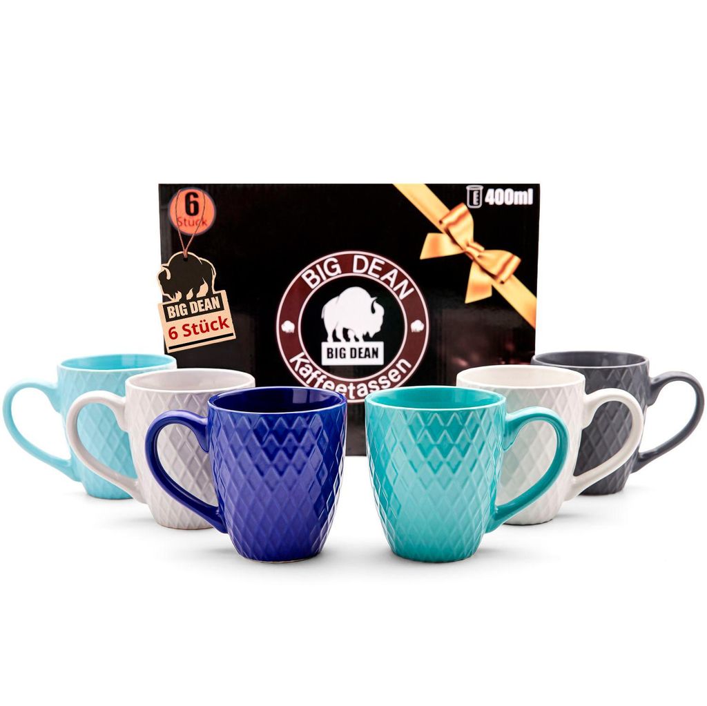BigDean 6 Stück Kaffeetassen 400ml matt Kaffeebecher Produktbild 