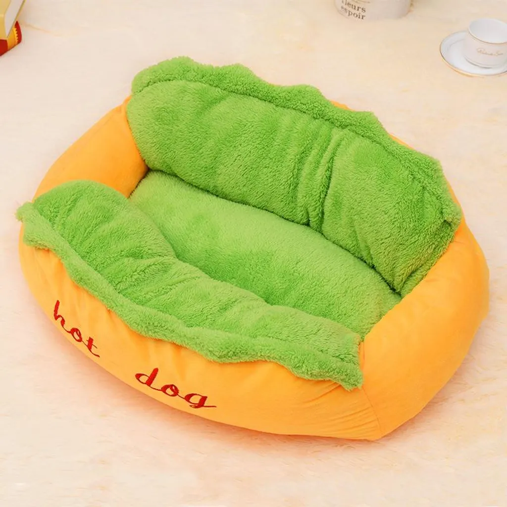 Couchage pour chat et chien Hot-dog amovible, lit douillet taille S