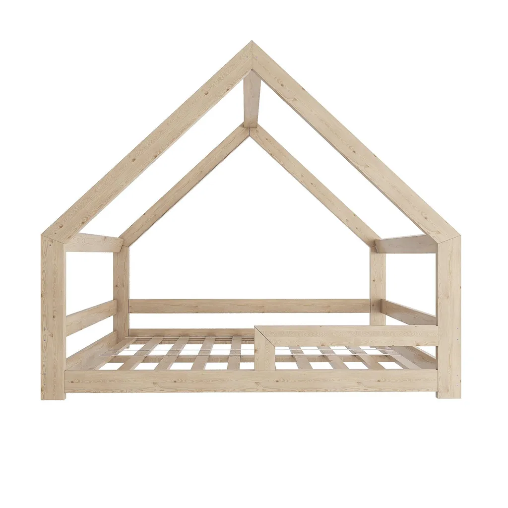 Lit cabane Montessori 140x200 cm au sol pour chambre enfant sereine