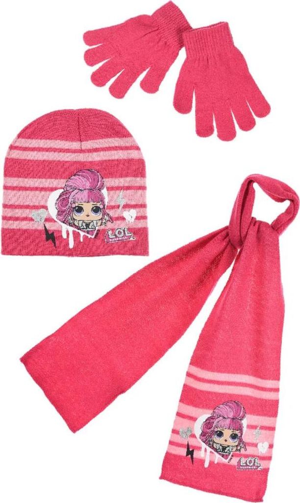 LOL Surprise - Kinder 3tlg. Winter Set Mütze Schal Produktbild 