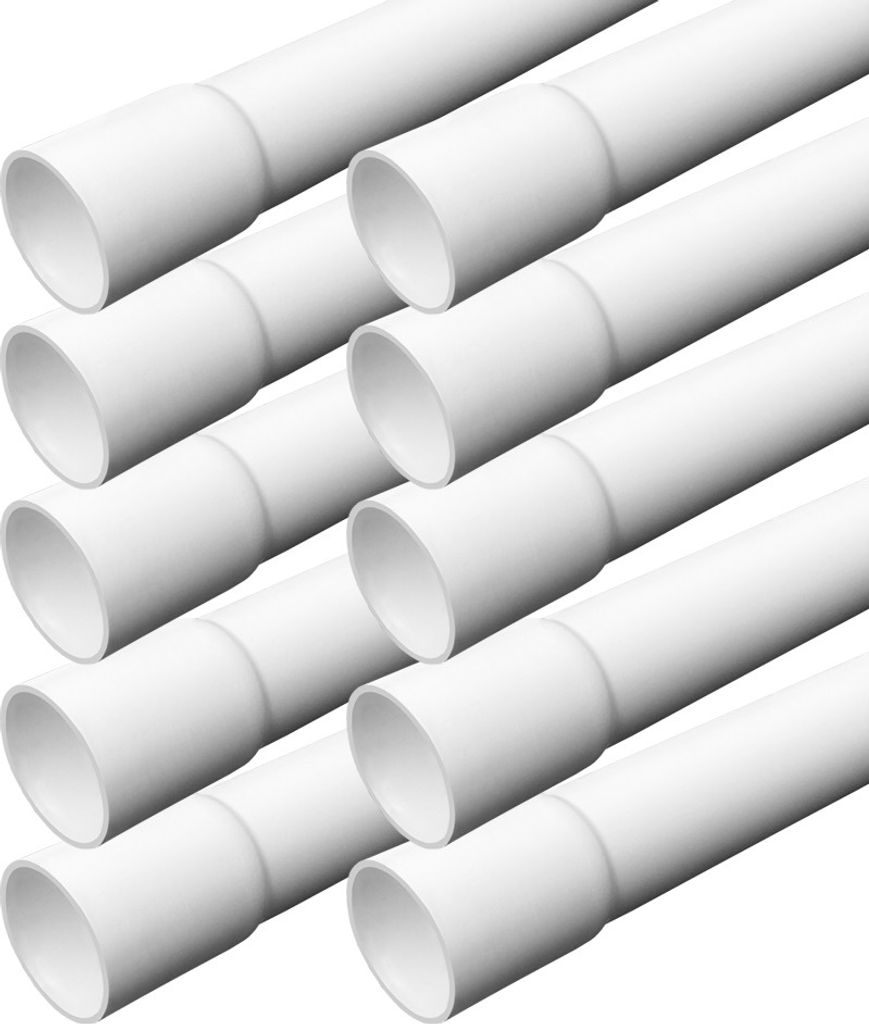 ARLI Installationsrohr M32 gemufft 10m – Kabelrohr starr 32mm PVC schwer entflammbar für Aufputzinstallation Weiß