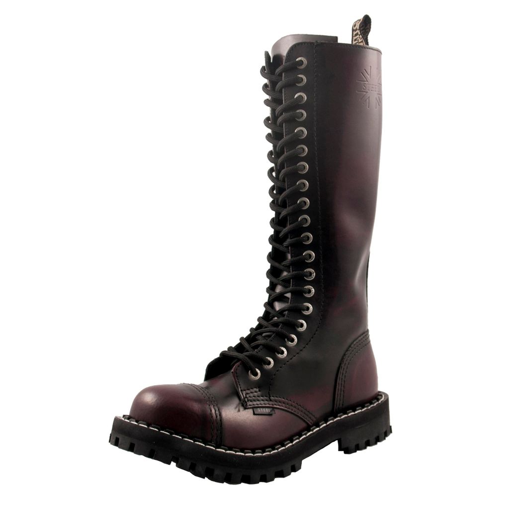 Steel - Full Black - 20-Loch Boots Stiefel burgund