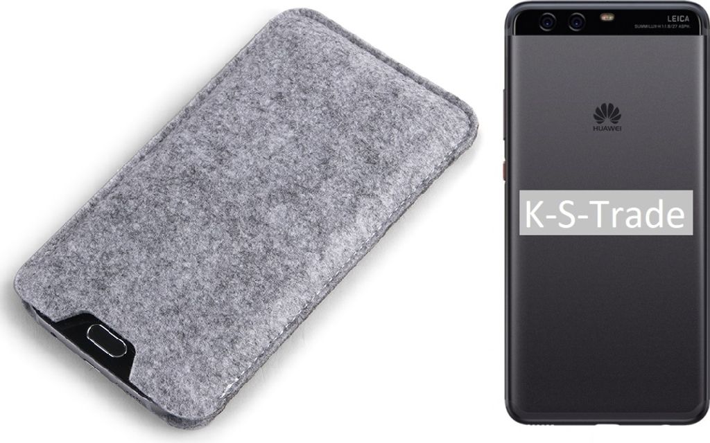K-S-Trade Filz Handyhülle kompatibel mit Huawei P10 Plus Schutzhülle Filztasche Filz Tasche Case Sleeve Handy Hülle Filzhülle grau