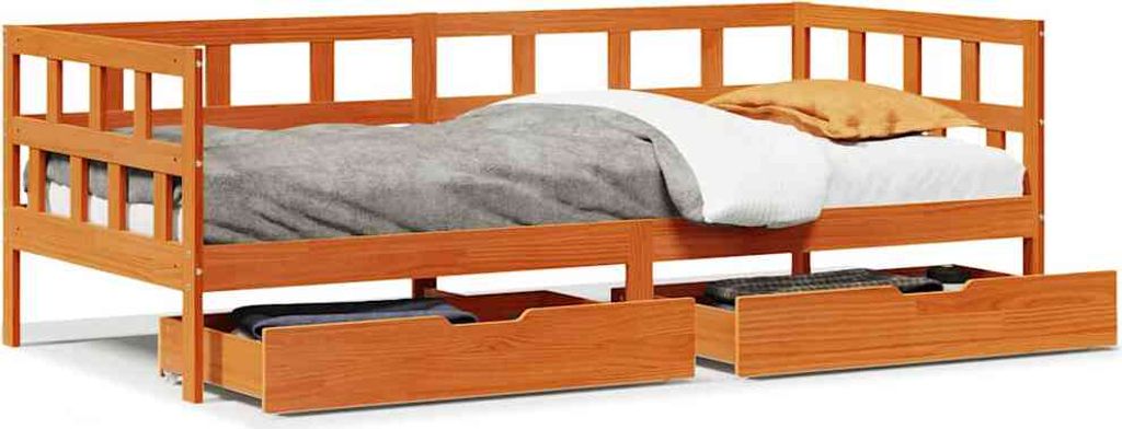 vidaXL Tagesbett mit Schubladen Wachsbraun 80x200 cm Massivholz Kiefer