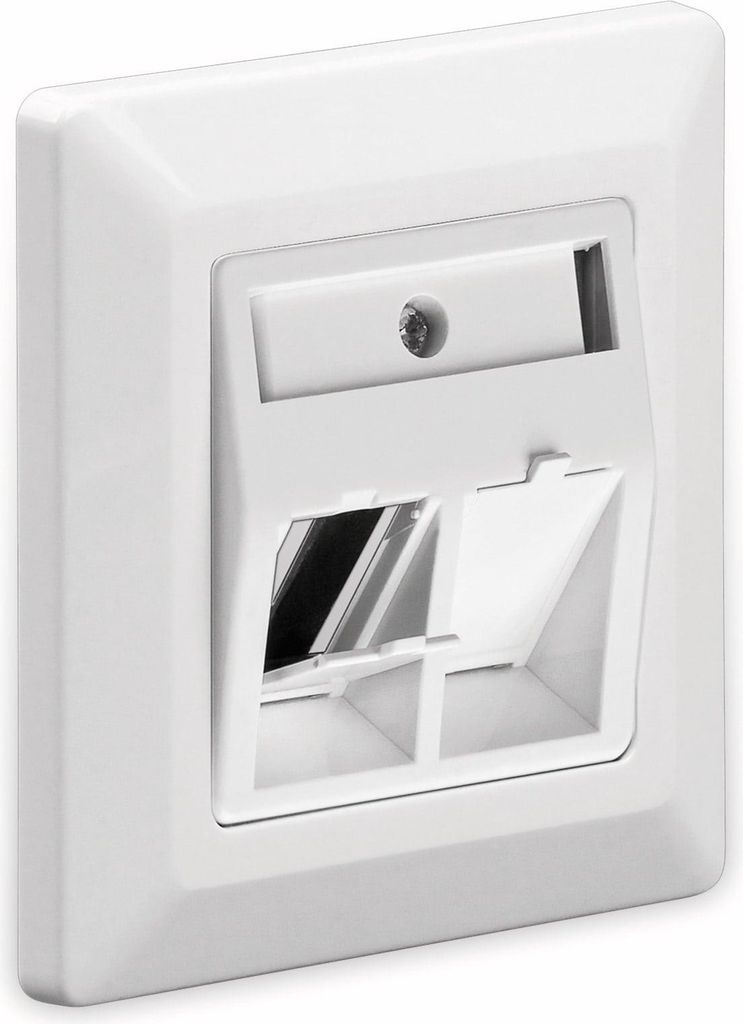 Goobay 95902 2-fach Einbaurahmen für Keystone Jacks, Weiß - für 2x RJ45 SNAP-IN Module