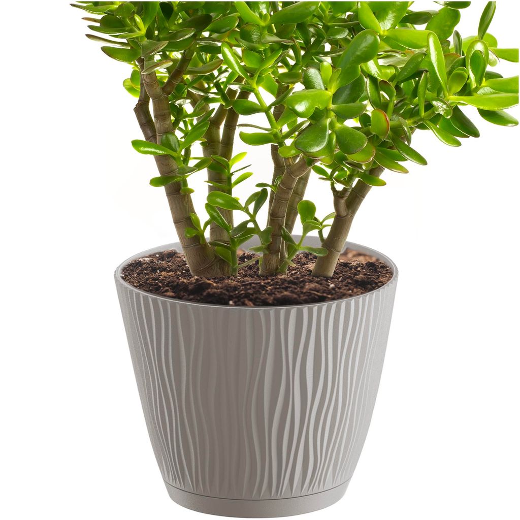 Doniczka Sandy z miską mocca 23,9 cm Zdjęcie produktu 