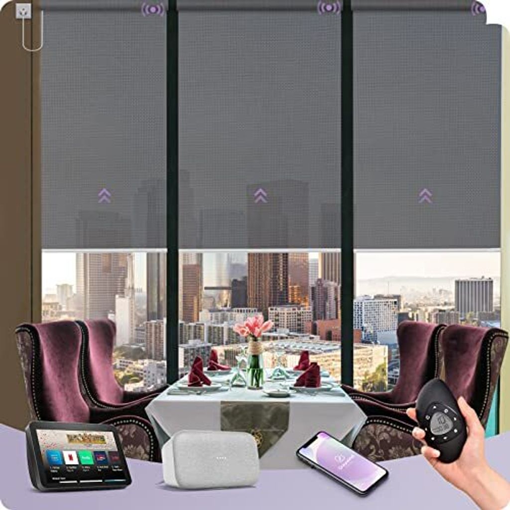 Graywind Electric Roller Blind, Innenlichtfilterung, Messung, WiFi Hartkabel -Smart Fenster UV -Schutz Blinds Fernbedienung, motorisiert, motorisiert