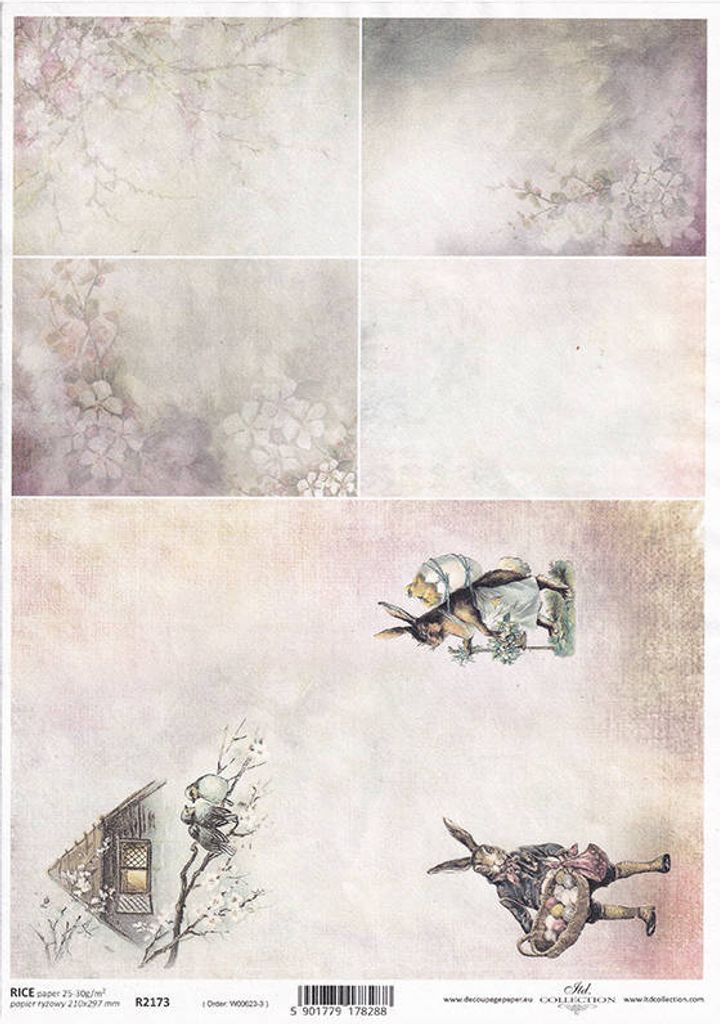 ITD Reispapier Decoupage Bastelpapier Softpapier Serviettentechnik, Osterhasen, R2173
