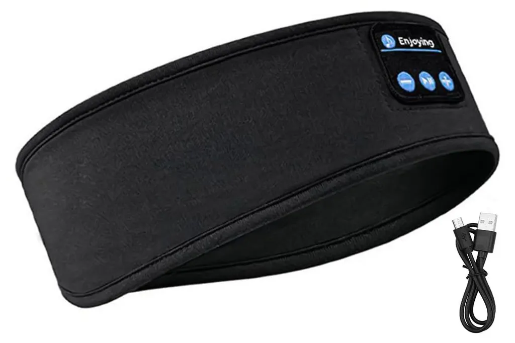 Masque de sommeil Bluetooth avec écouteurs HD intégrés et micro noir