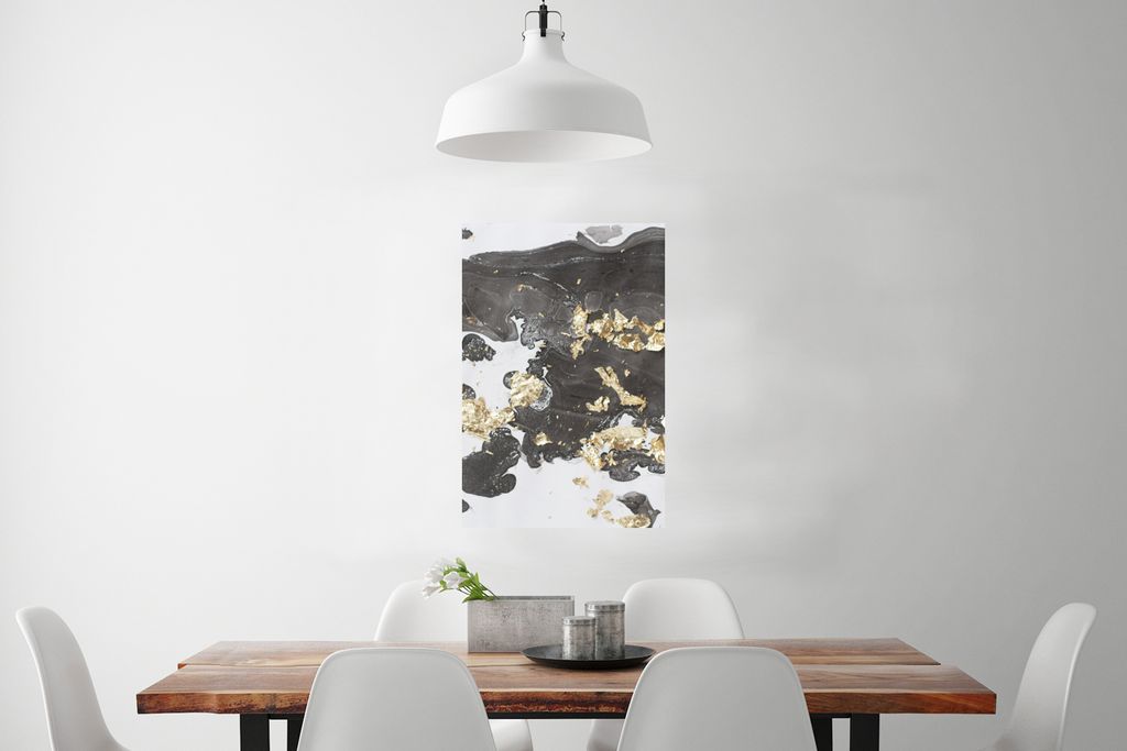 MuchoWow Poster Marmor - Grau - Gold 40x60 cm - Plakate für die Wand - Poster Babyzimmer