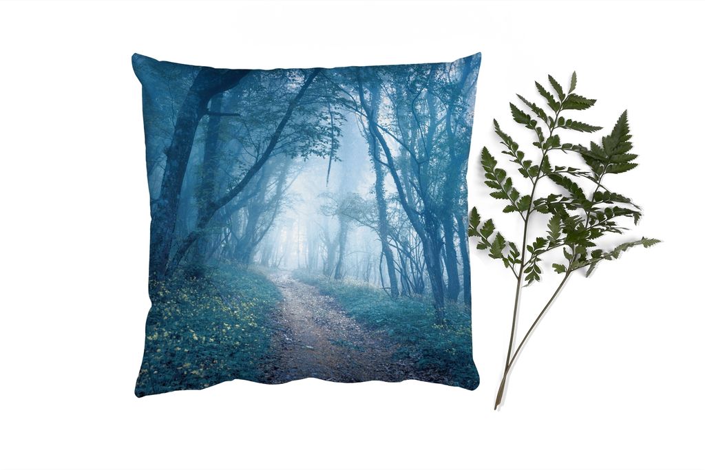 MuchoWow Zierkissen Sofakissen Wohnzimmer Dekokissen 50x50 cm Bäume - Natur - Nebel - Komfort - Sofakissen