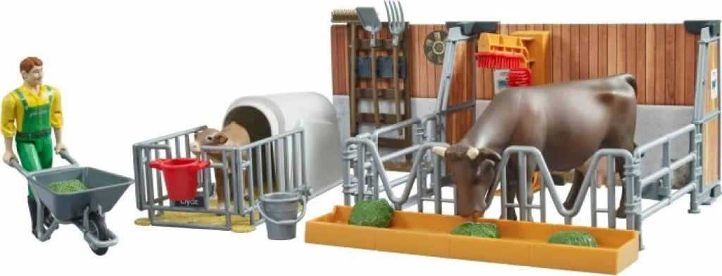 Étable pour vaches miniature pour tracteurs et fermiers bworld 1/16