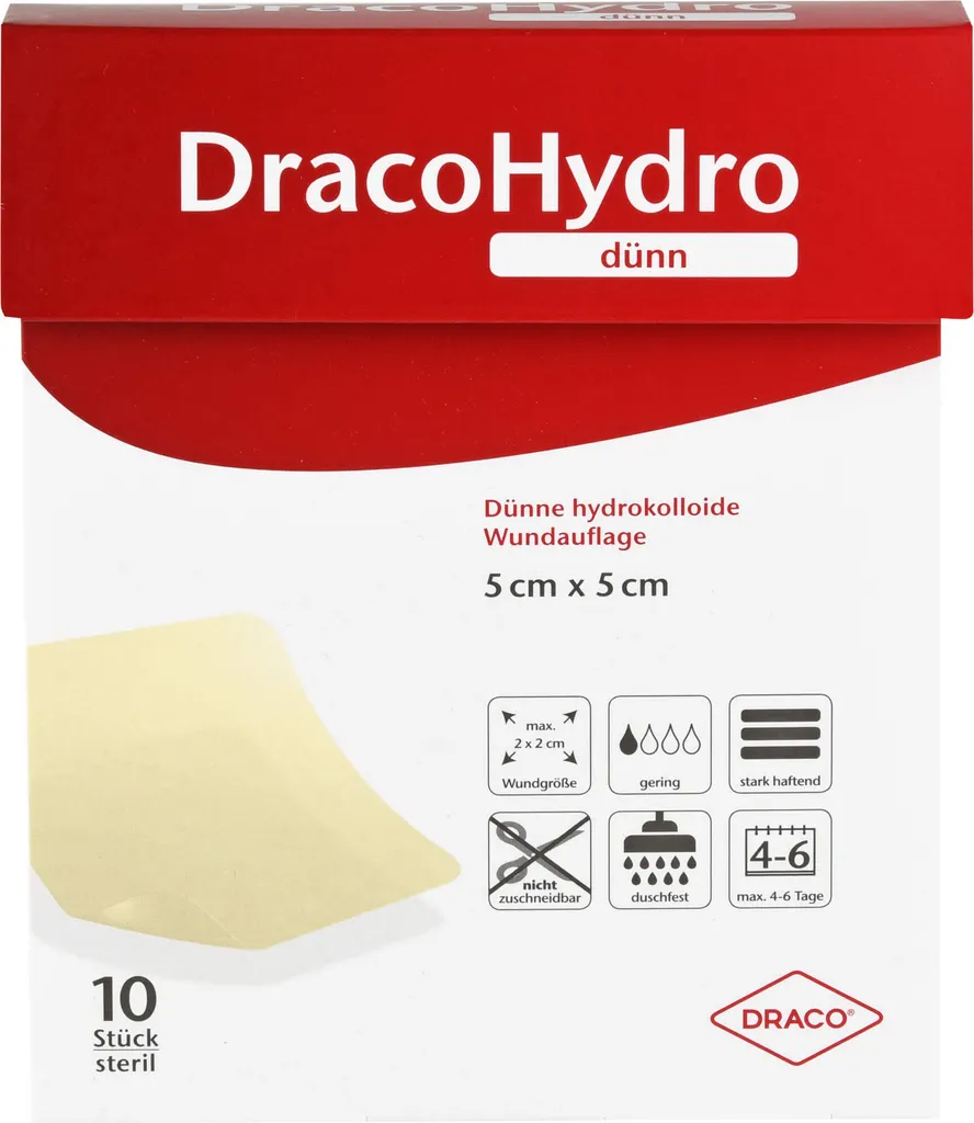 DracoHydro Sottile Idrocolloide 10 Pezzi - Medicazione Ferite Trasparente