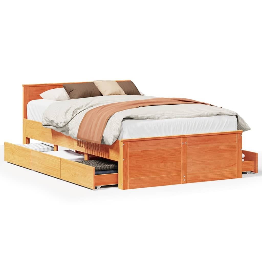 "2026 Aktion"Massivholzbett Modernes/Doppelbett - Polsterbett Erwachsene/r /Kind - ohne Matratze - mit Kopfteil - Braun 120x200cm - Klassische Bett...